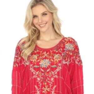 Johnny Was intricate embroidered blouse S